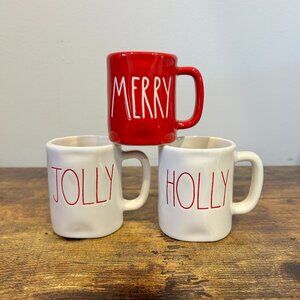 Rae Dunn Mini Christmas Mugs Holly Jolly Merry